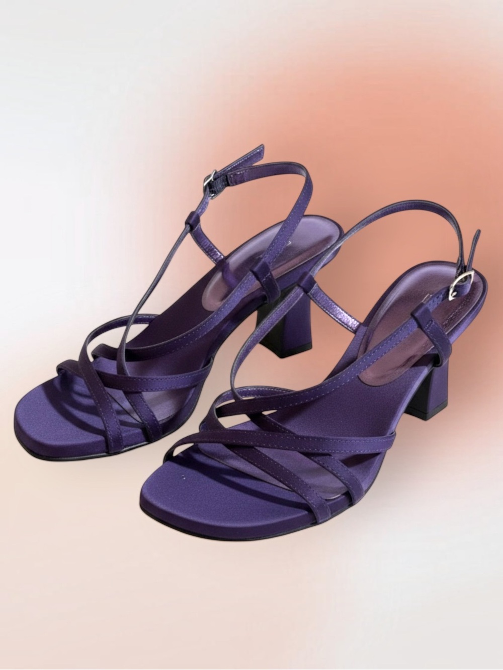 Fiona Deep Purple Strappy Block Heel Sling Back Sandals Size 6 NWOT